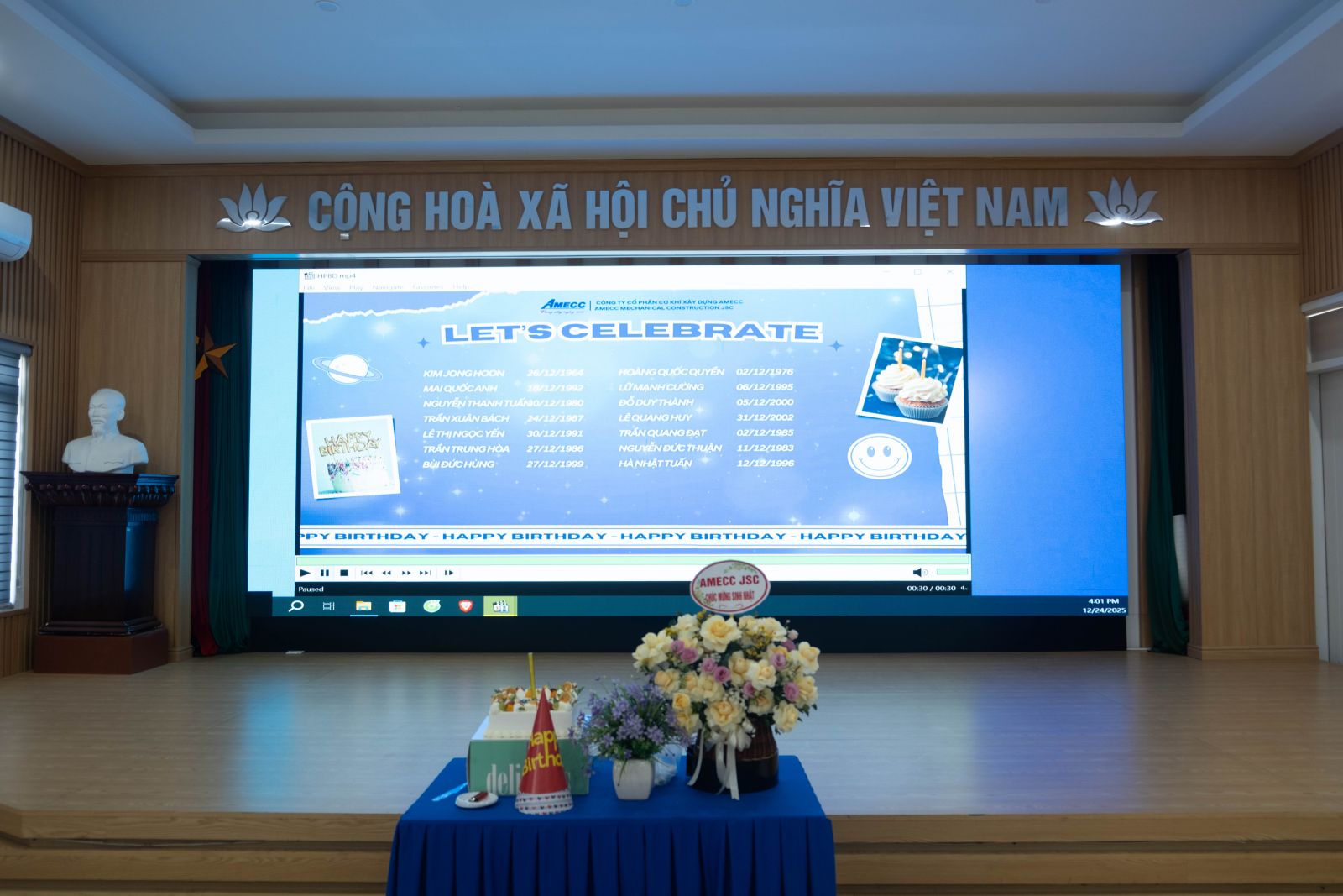 Công đoàn công ty Amecc tổ chức chúc mừng sinh nhật CBNV tháng 12/2025