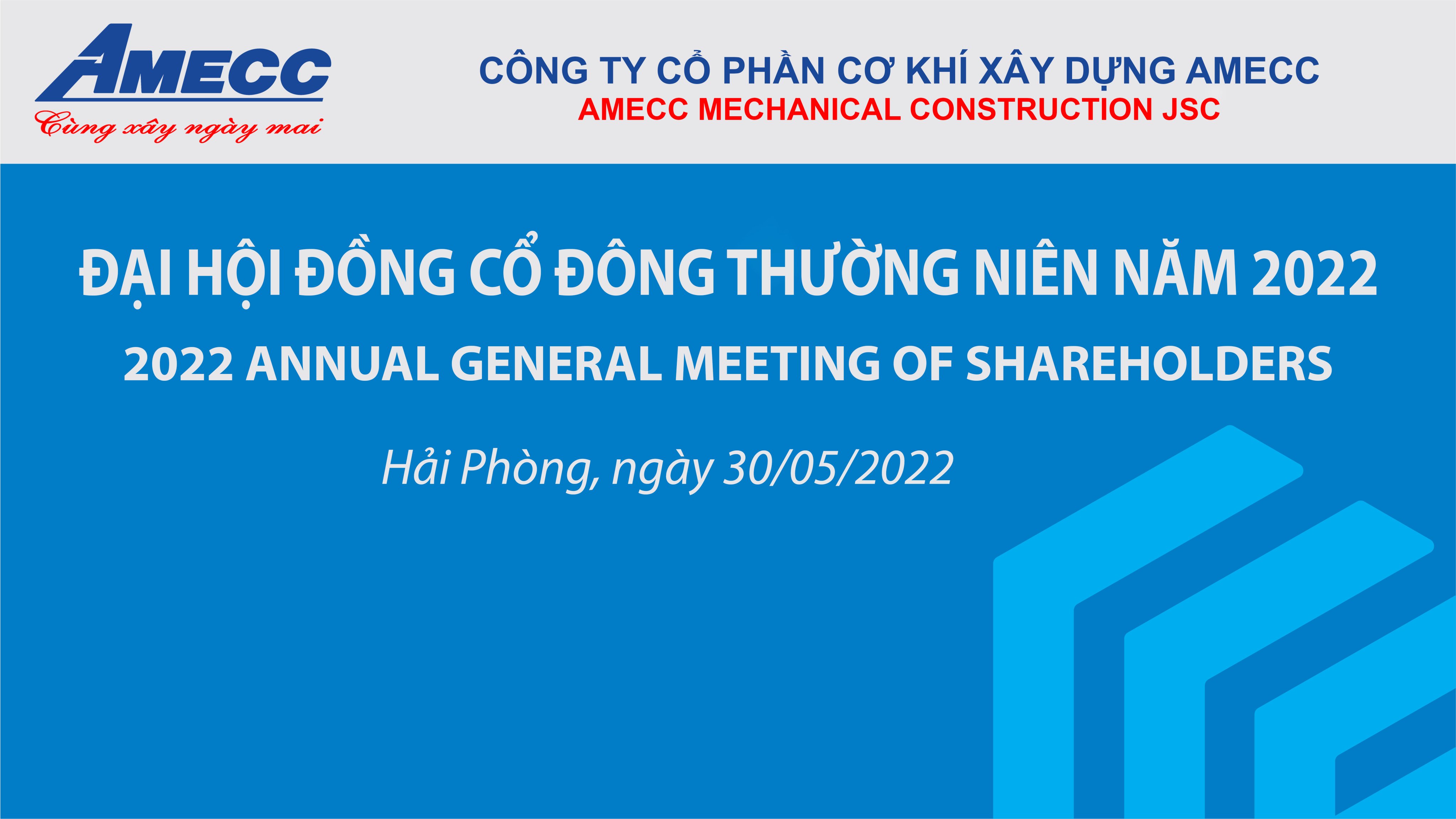 AMECC - SUCCESSFULLY ORGANIZED THE ANNUAL MEETING OF SHAREHOLDERS IN 2022 IN ONLINE FORM