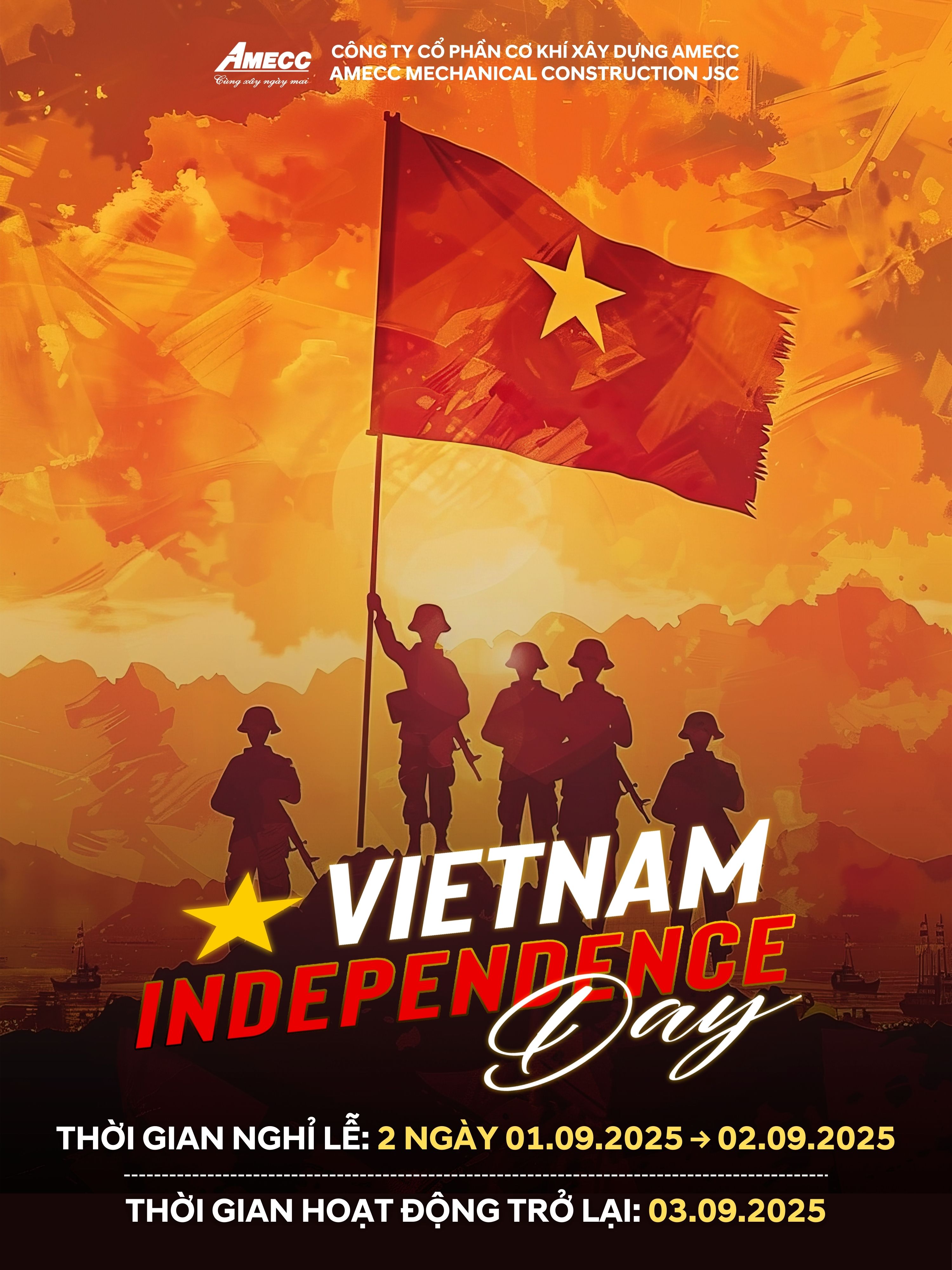 THÔNG BÁO NGHỈ LỄ QUỐC KHÁNH 02/09/2025