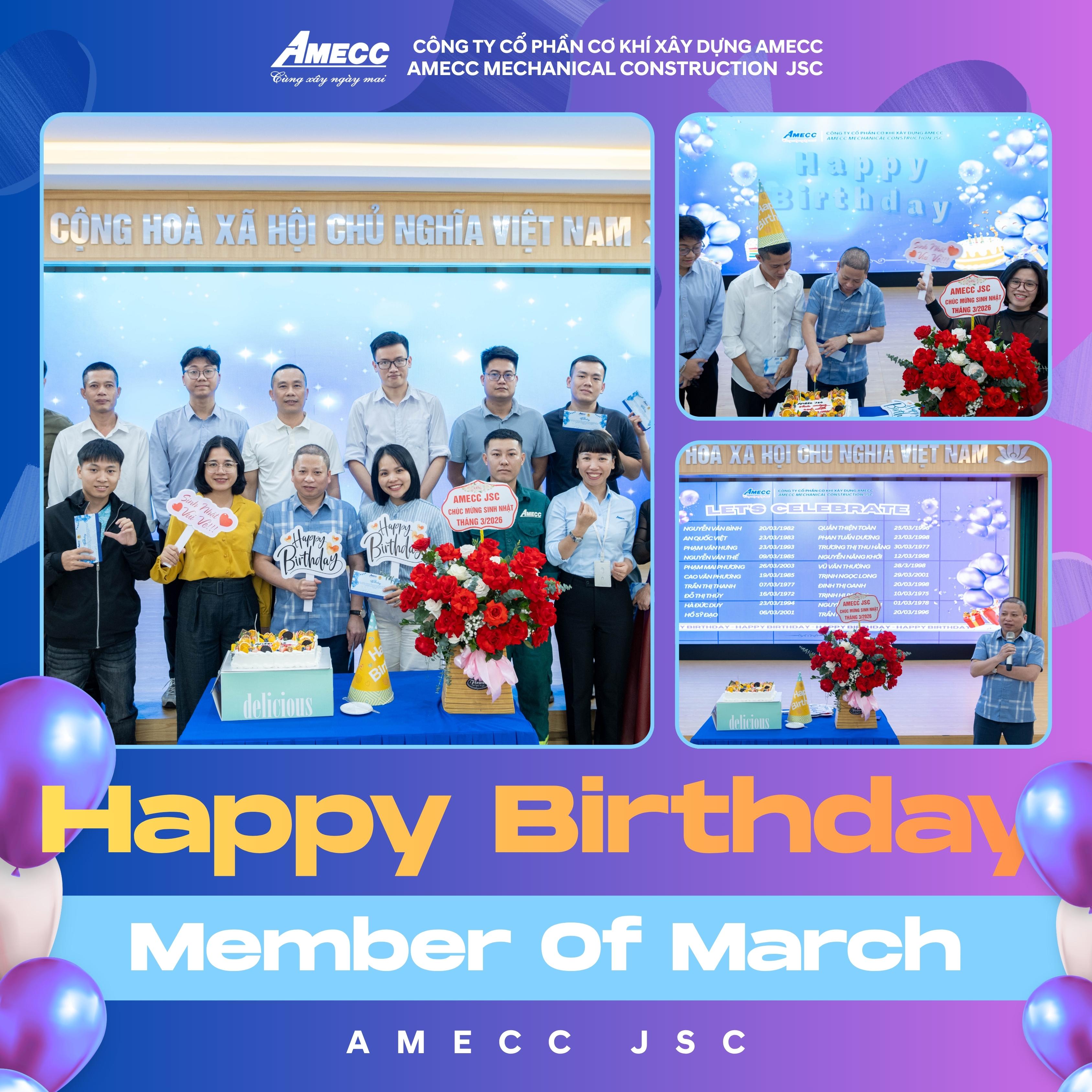 AMECC TỔ CHỨC SINH NHẬT CBCNV THÁNG 3 – LAN TỎA NIỀM VUI, GẮN KẾT ĐẠI GIA ĐÌNH AMECC